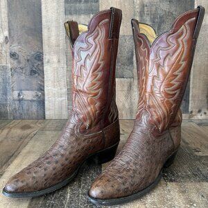 Justin Vintage Y5333 Full Quill Ostrich Western Cowboy Boots Mens 9.5 E